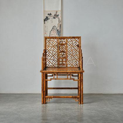 Fretwork High Back Bamboo Armchair - scene