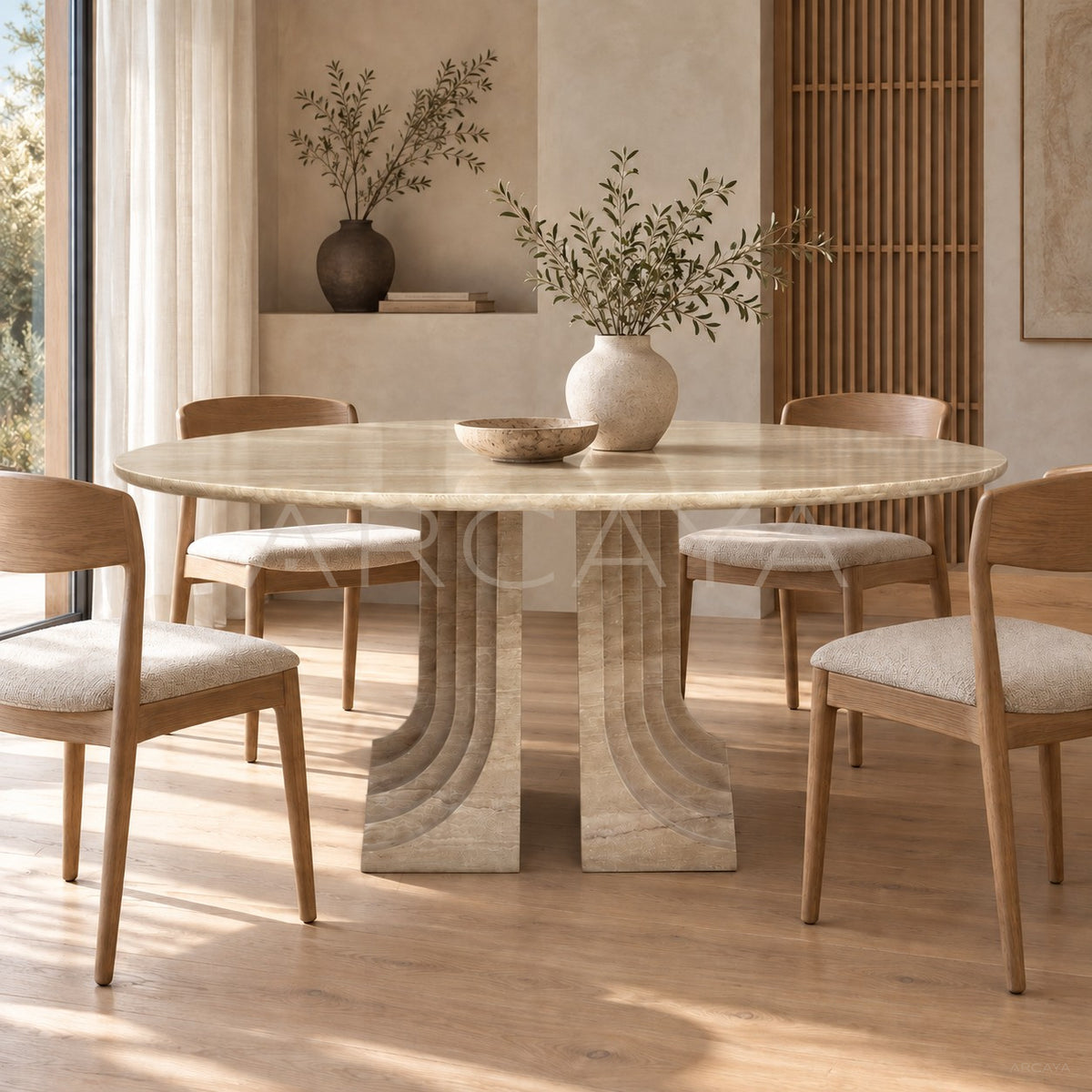 Travertine Slim Oval Dining Table - main