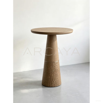 Ash Wood Hammered Side Table - scene