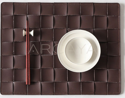 Handwoven Leather Placemat - scene