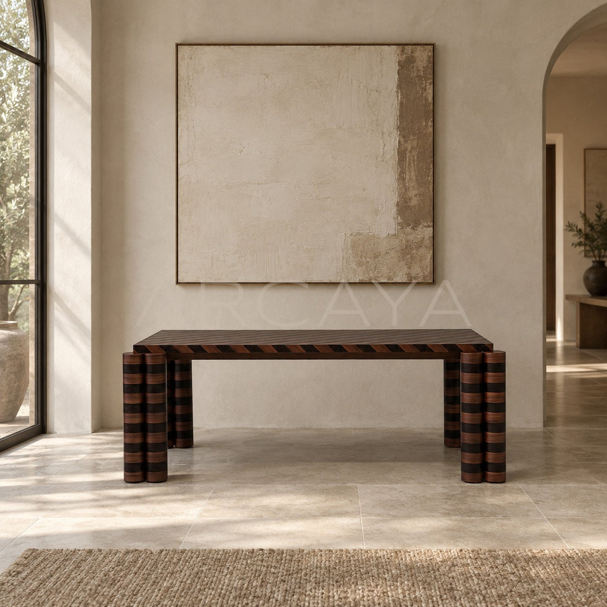 Diagonal Grain Patchwork Dining Table in detail