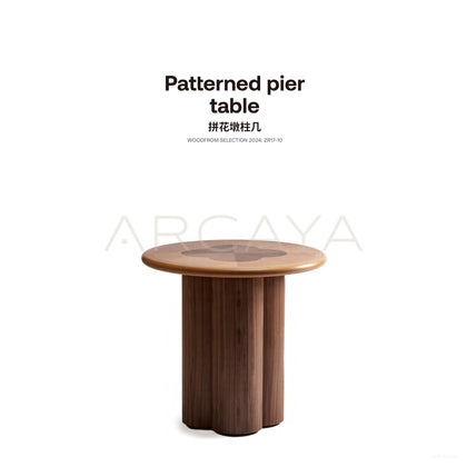 Marquetry Drum Column Side Table - scene