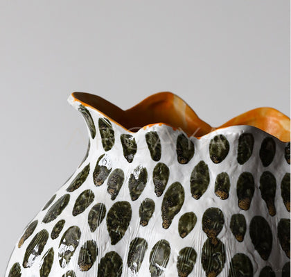 Polka Dot Textured Ceramic Vase - scene