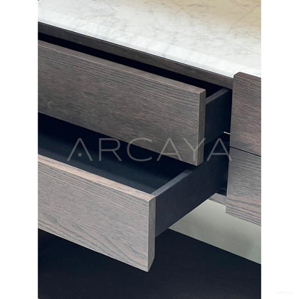 Smoked Wood Glass Display Sideboard - scene