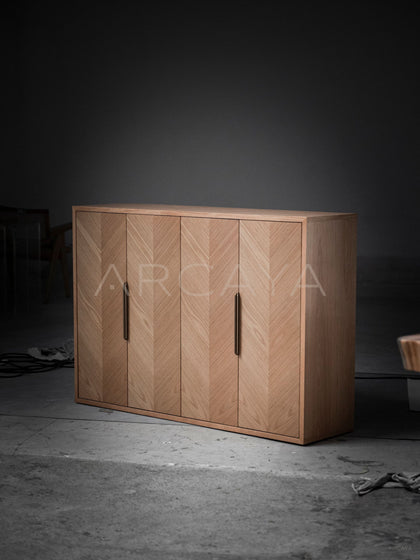 White Oak Sideboard Storage Cabinet - scene