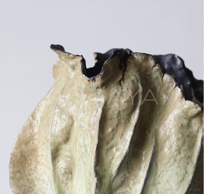Vintage Distressed Pleated Ceramic Vase - scene