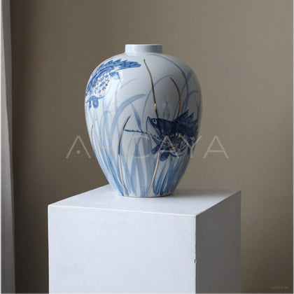Blue White Porcelain Hydroponic Vase - main
