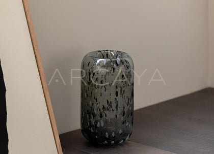 Mist Grey Speckled Glass Vase - scene