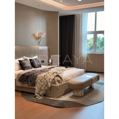Wide Headboard Queen Bed - scene