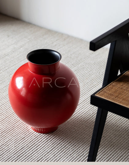 New Chinese Red Round Belly Ceramic Vase - scene