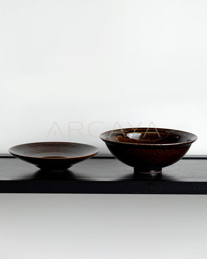 Sunxun Collab Vintage Brown Glaze Conical Bowl - scene