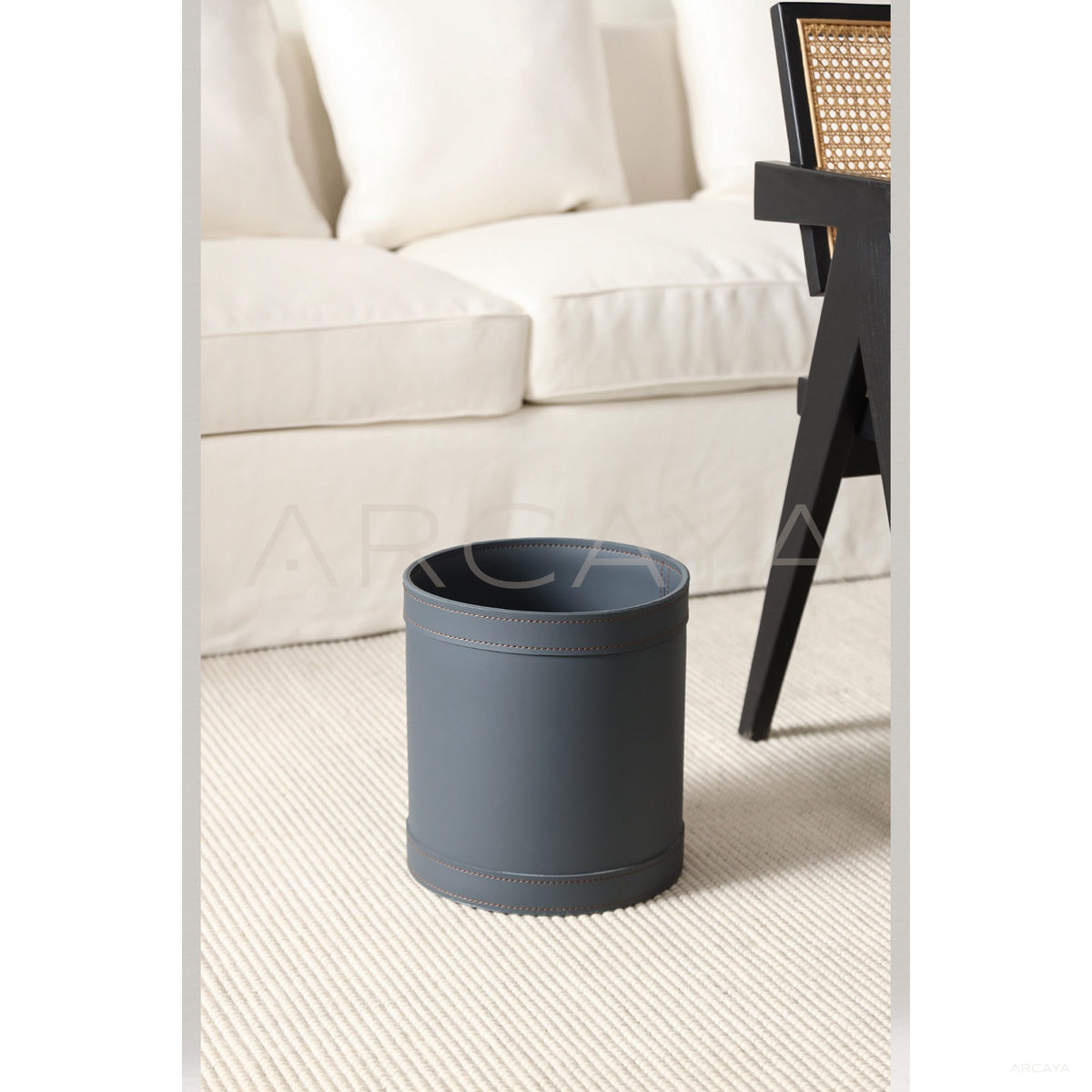 Leather Storage Bucket Laundry Bin in detail