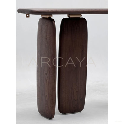 Wabi Sabi Black Walnut Column Console Table - scene