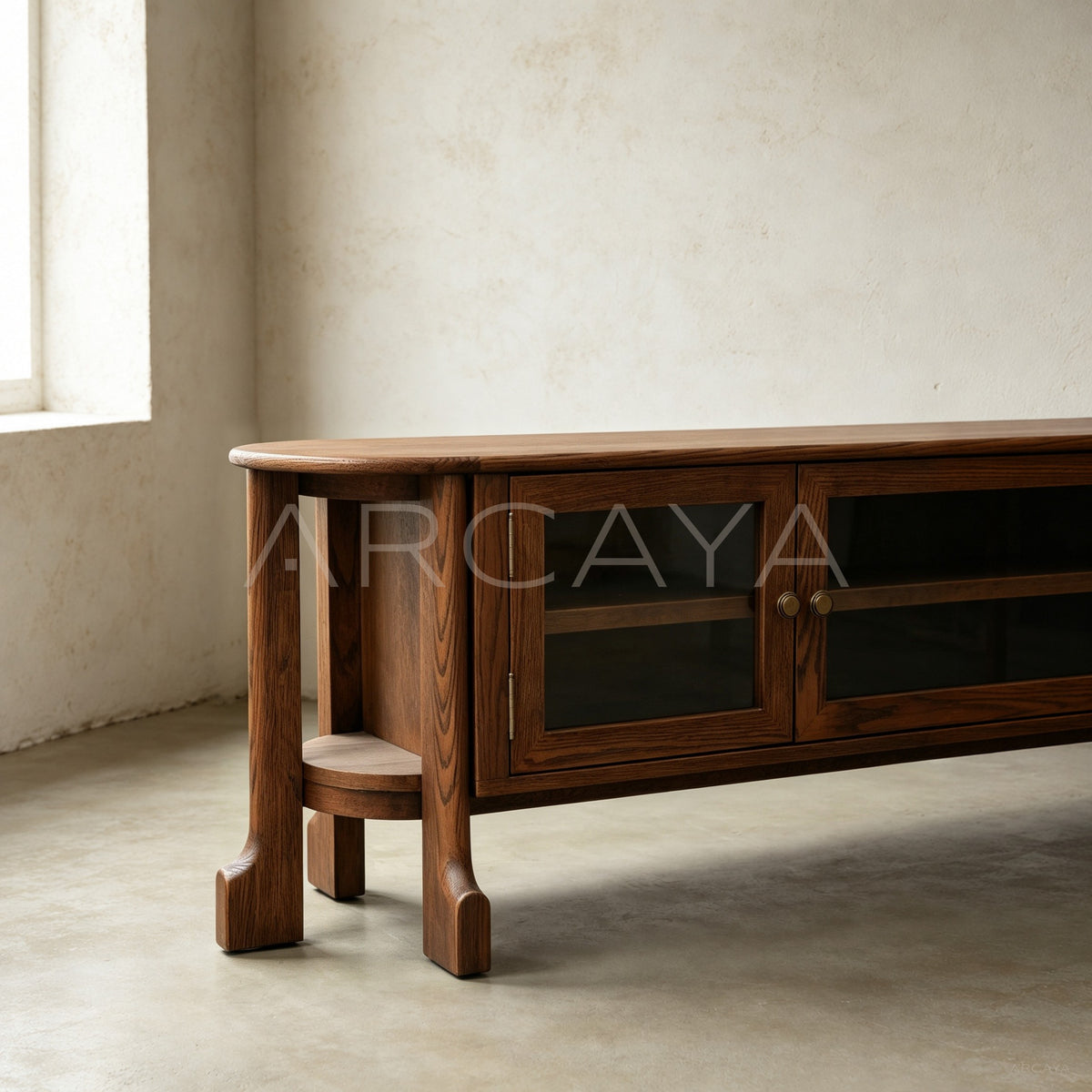 Oak Curved Tv Stand - main