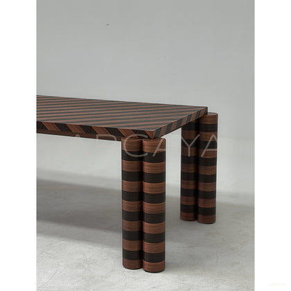 Diagonal Grain Patchwork Dining Table - scene
