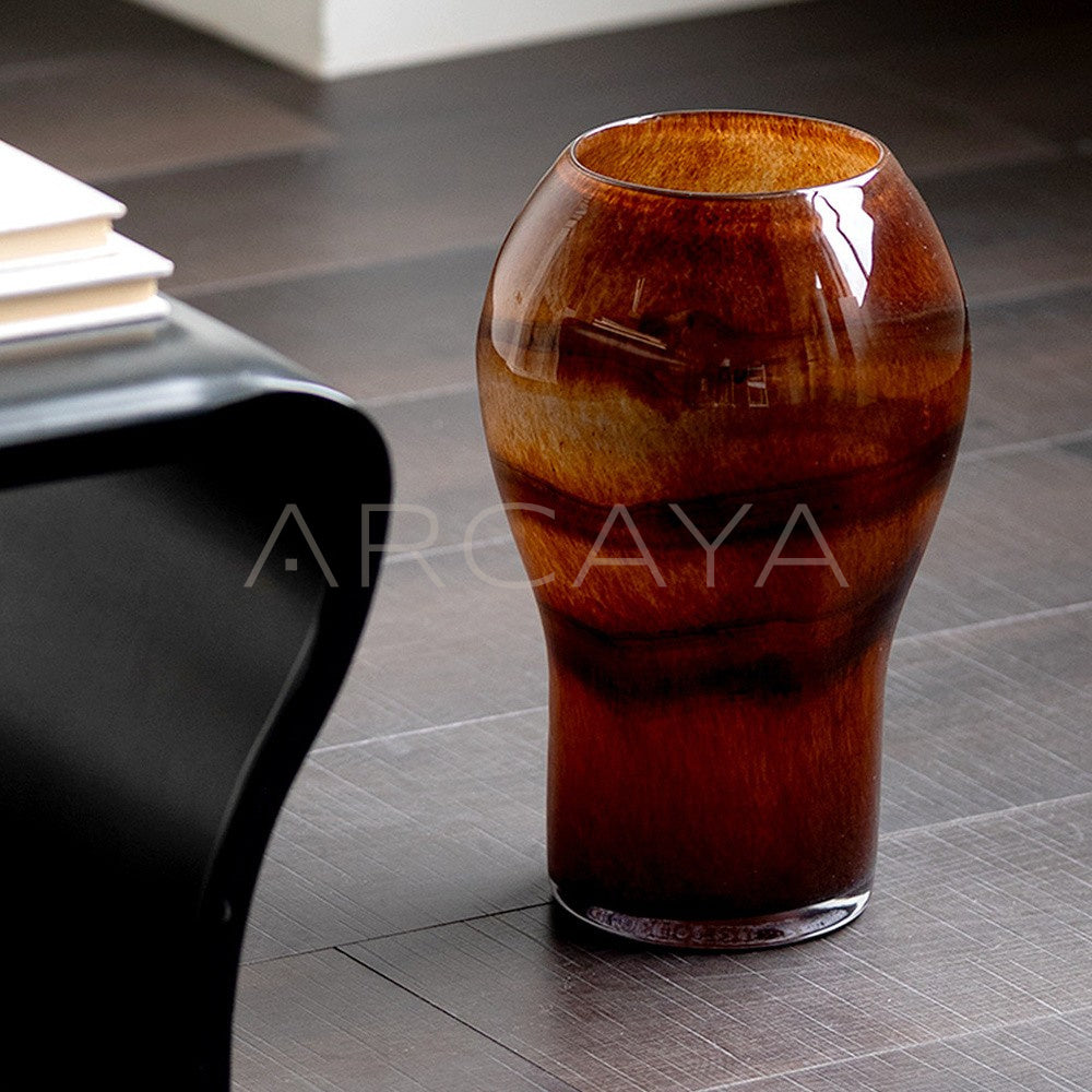 Vintage Brown Pattern Handmade Glass Vase - main