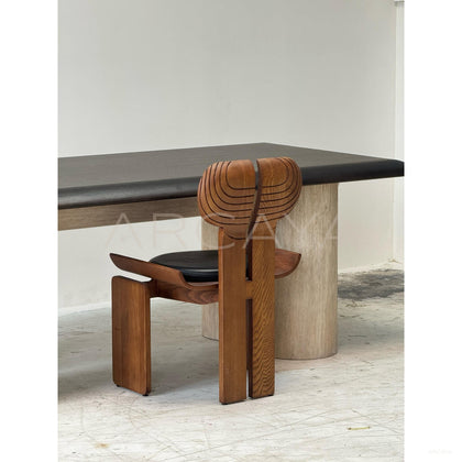Custom Travertine Wood Dining Table - scene