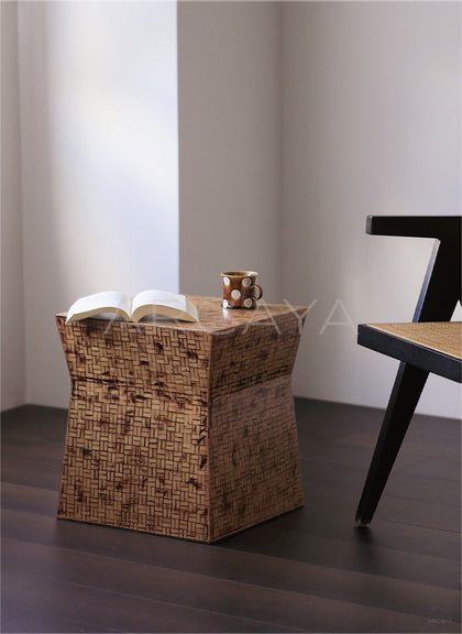 Bamboo Craft Mobile Side Table Stool - scene