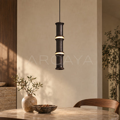 Black Gold Bamboo Joint Pendant Light 80650 - main
