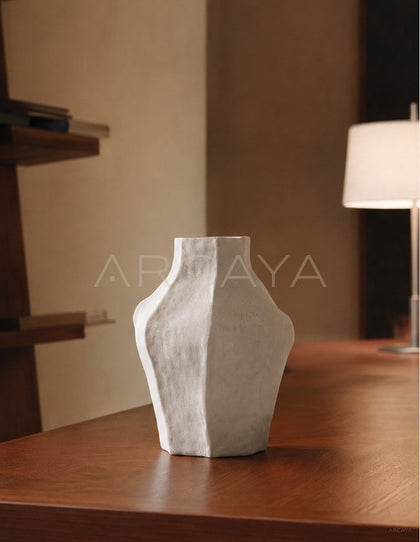Handmade Irregular Plain White Vase Dining - scene