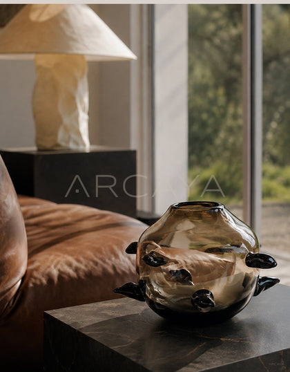 Handmade Sphere Glazed Glass Vase - scene
