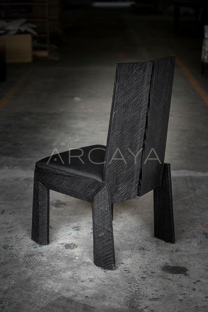 Wabi Sabi Charcoal Black Solid Wood Chair - scene