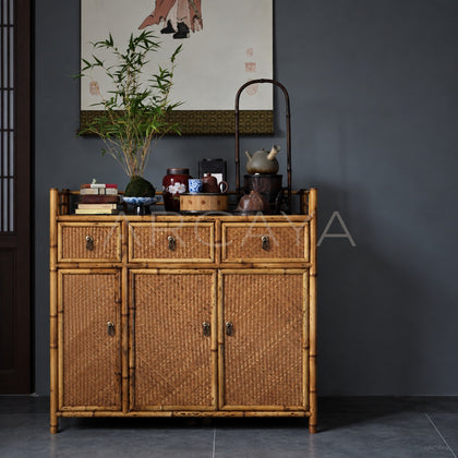 Bamboo Woven Three Door Sideboard - scene