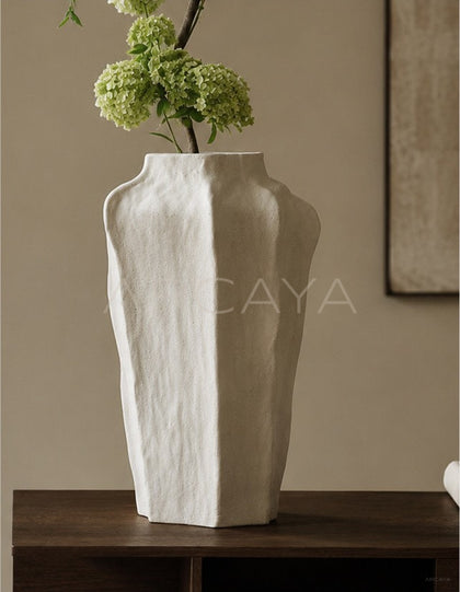 Wabi Sabi Textured Plain White Vase Entryway - scene