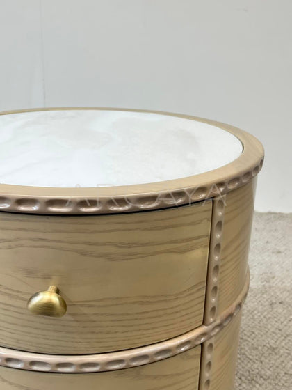 Marble Solid Wood Nightstand - detail