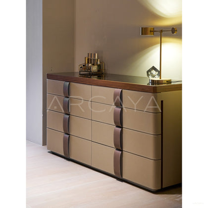 Saddle Leather Strap Storage Cabinet - scene