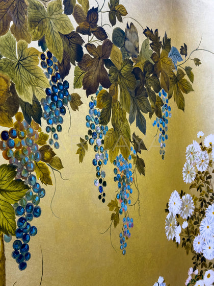Gold Leaf Floral Folding Screen - detail