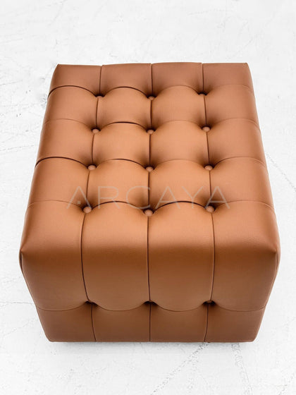 Vintage Checkered Pouf Stool - detail