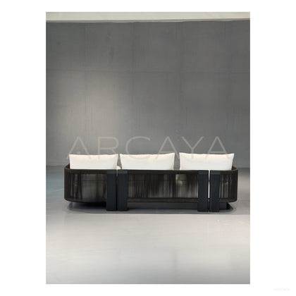 Striata Black White Outdoor Chair - scene