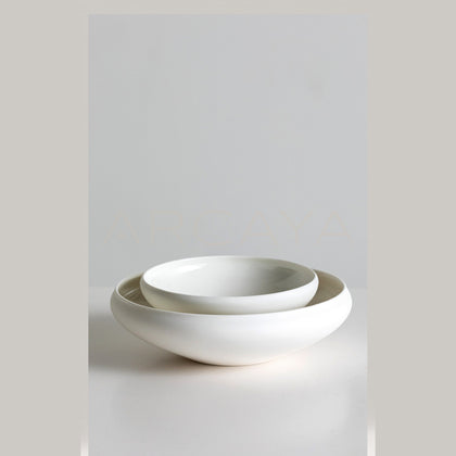 Sunxun Collab Plain Flat Round Shallow Bowl - scene