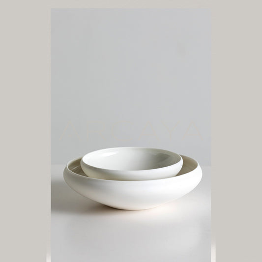 Sunxun Collab Plain Flat Round Shallow Bowl - scene