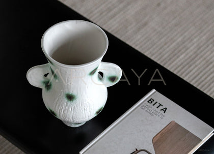 Dadan Green Dot Double Ear Vase - scene