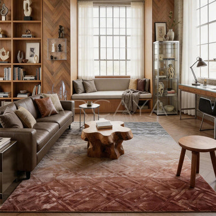 Brick Pattern Red Rug - scene