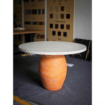 Warm Round Dining Table - scene