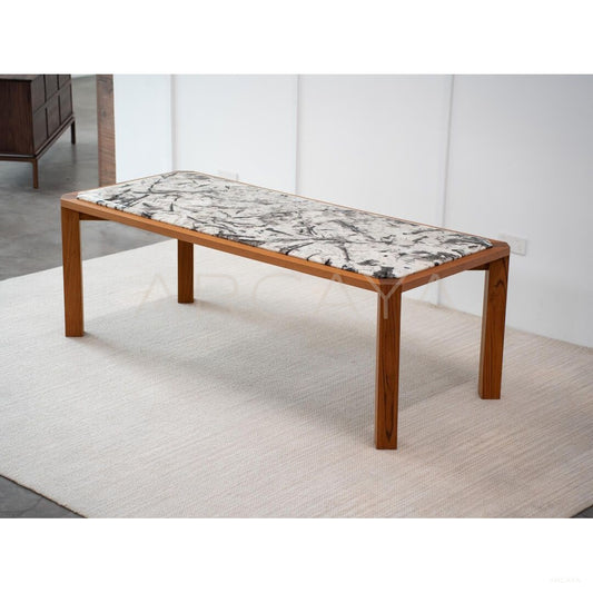 Burmese Teak Stone Table - scene