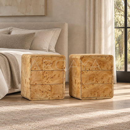 Art Burl Veneer Nightstand - scene