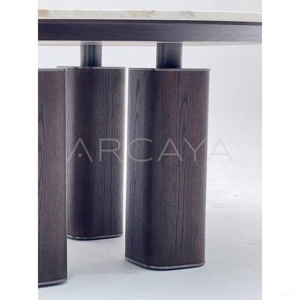 Natural Stone Four Column Round Table - scene