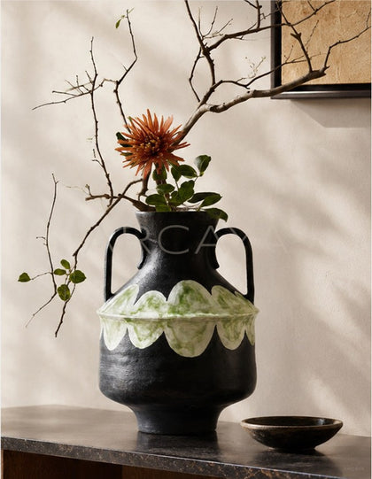 Dadan Double Ear Ceramic Vase Entryway - scene