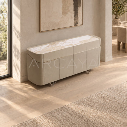 Italian Curved Stone Sideboard - scene