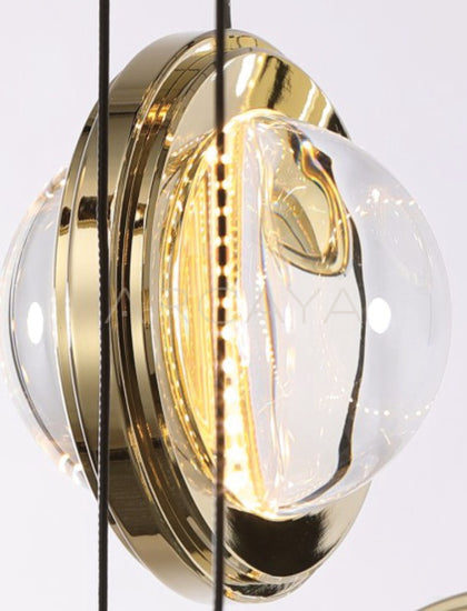 Gold Rim Glass Vertical Disc Pendant Light 80563 - detail