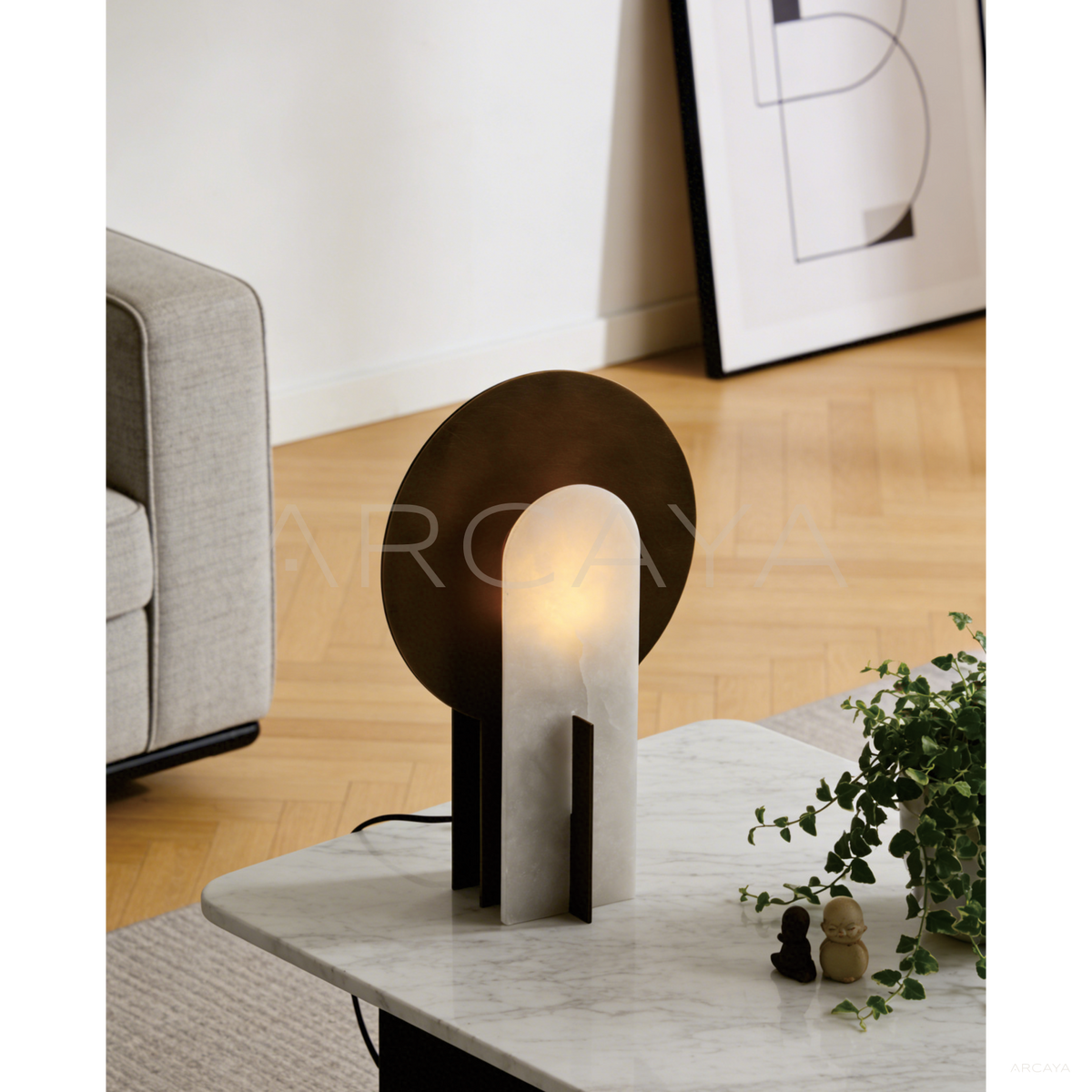 Stone Arch Metal Disc Table Lamp 25025 in detail