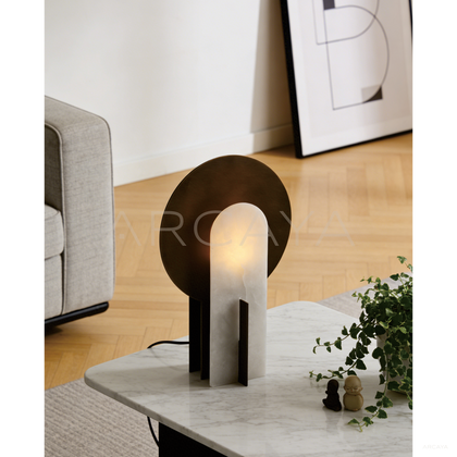 Stone Arch Metal Disc Table Lamp 25025 - scene