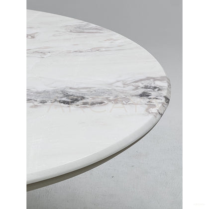 White Stone Trumpet Base Round Table - scene