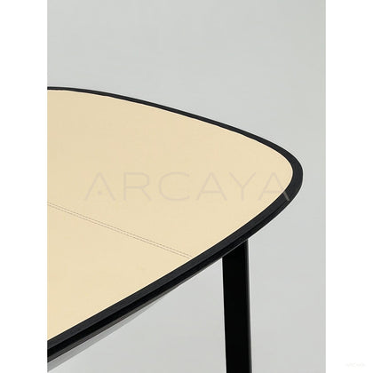Italian Minimalist Leather Top Curved Desk - scene