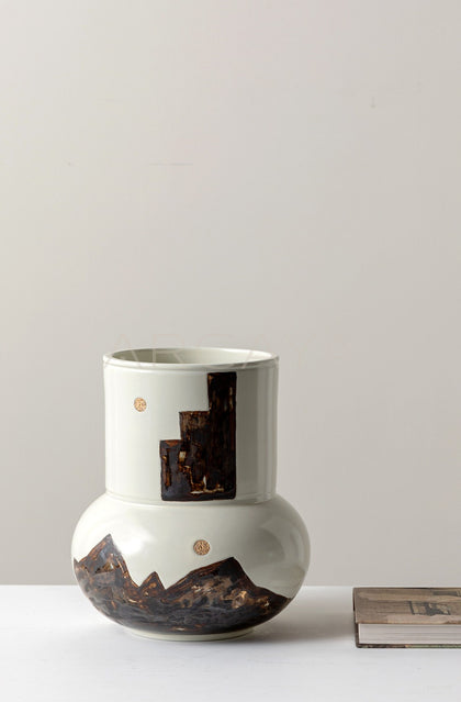 Hand Painted Ceramic Vase Entryway - scene