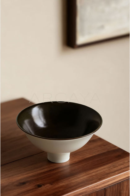 Vintage Handmade Footed Dessert Bowl - scene